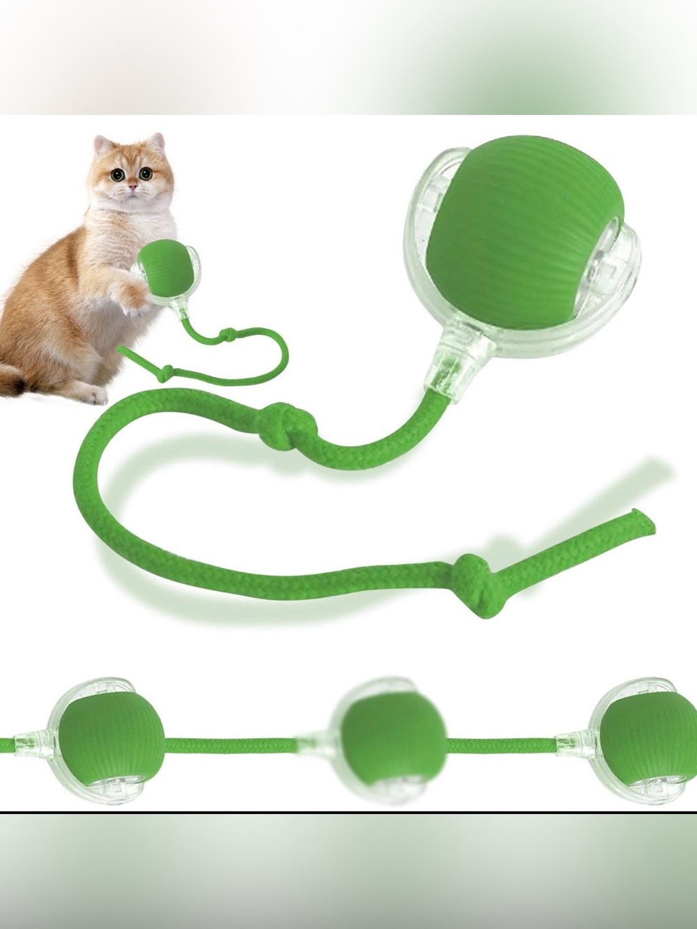 Interactive Automatic Cat Toy Rechargeable Smart Rolling Toy with Teaser Tail